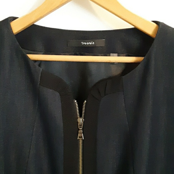NWOT Dark Grey Tahari Zipper Office Blazer - Picture 2 of 7